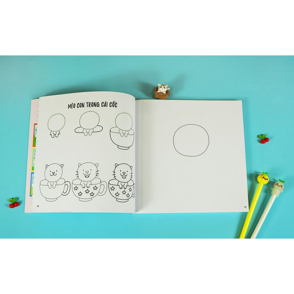 Sách - Draw Kawaii In 5 Simple Steps - Vẽ Theo Phong Cách Kawaii Với 5 Bước Đơn Giản Cho Trẻ Từ 3 Tuổi