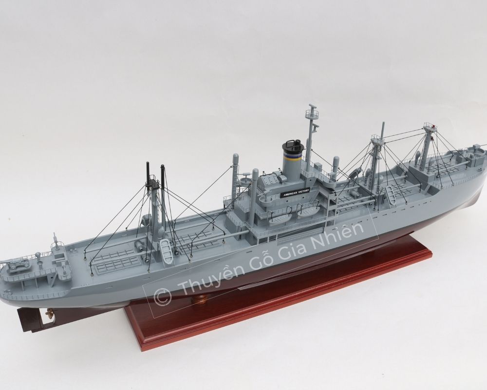 Mô Hình Thuyền Gỗ Phong Thủy Dạng Thuyền Chiến SS American Victory Chính Hãng Hàng Xuất Khẩu Chất Lượng Cao