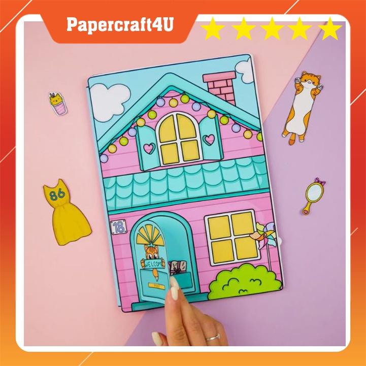 ĐỒ CHƠI NGÔI NHÀ BÚP BÊ GIẤY CẮT THỦ CÔNG DIY_Paper  MẪU 08