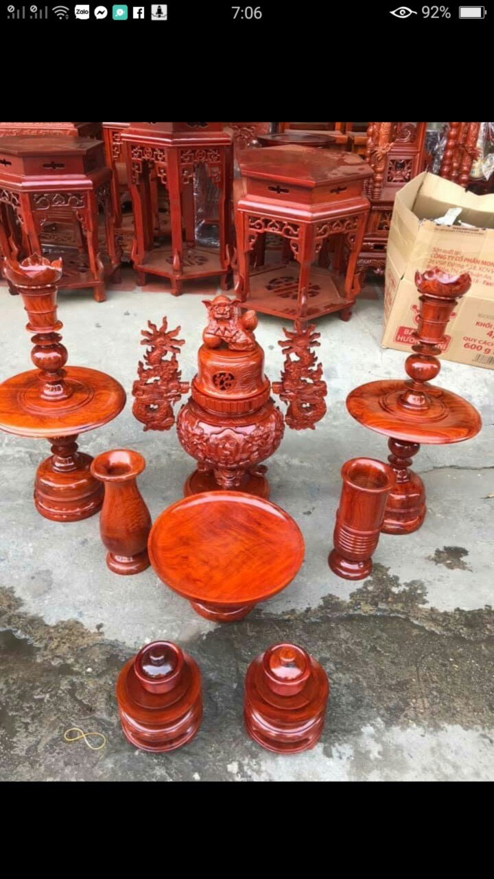 Bộ đồ thờ gỗ hương 11 món