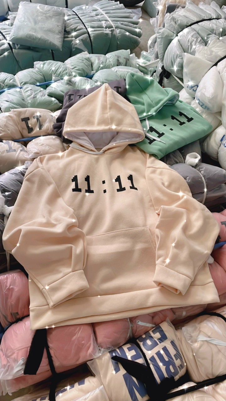 Áo Hoodie Tay Phồng Thụng Hàn Quốc 11 Giờ Cặp Nam NữFREESHIP ĐẸP-Khoác Nỉ Có Nón Mũ 2 Lớp Unisex Thu Đông Chống Nắng