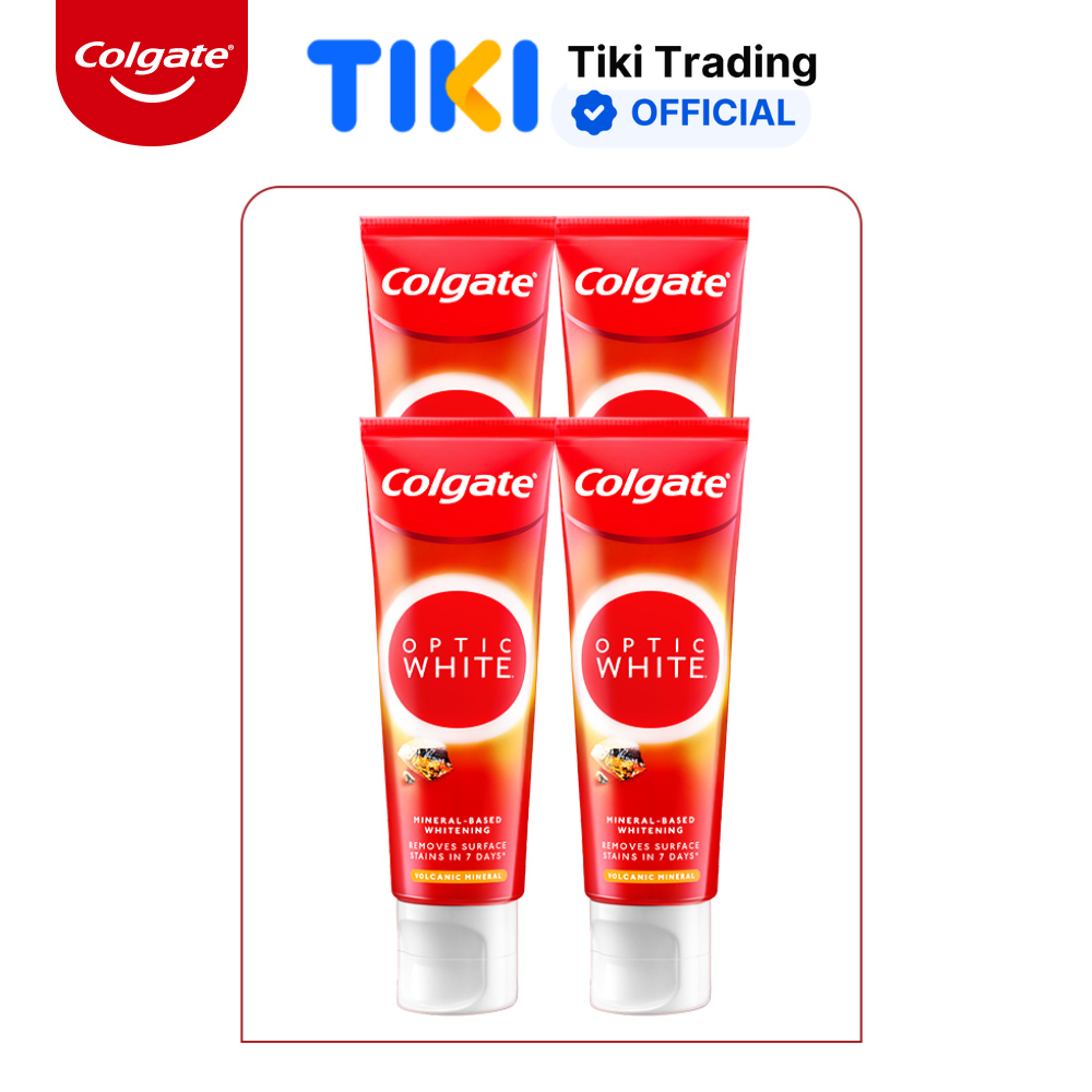Bộ 4 kem đánh răng làm trắng răng Colgate Optic White từ khoáng núi lửa 100g