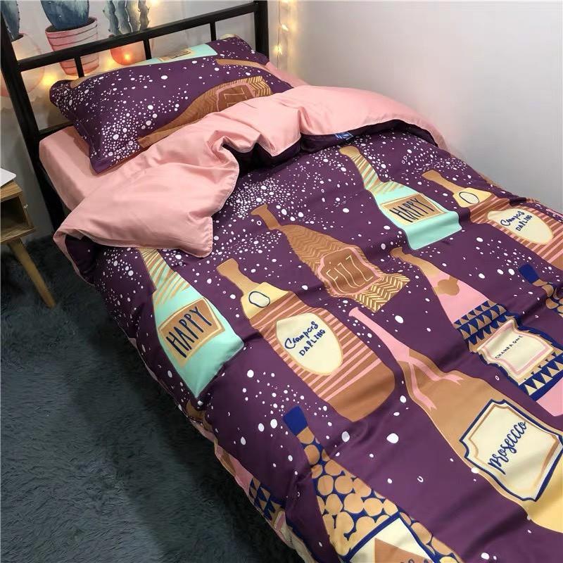 Chăn Ga Gối Đệm -Sét Chăn Ga Gối Rượu Vang PolyCotton Punpu3051