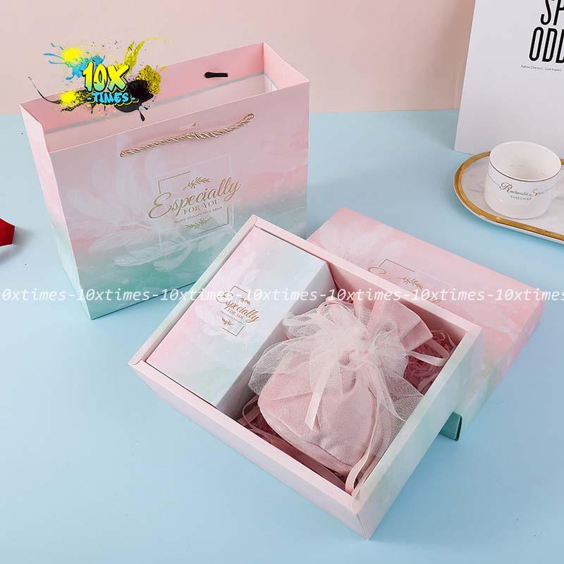 Set hộp túi đựng quà tặng sang trọng hồng Specially tặng sinh nhật bạn gái đối tác , valentine, ngày lễ có quai