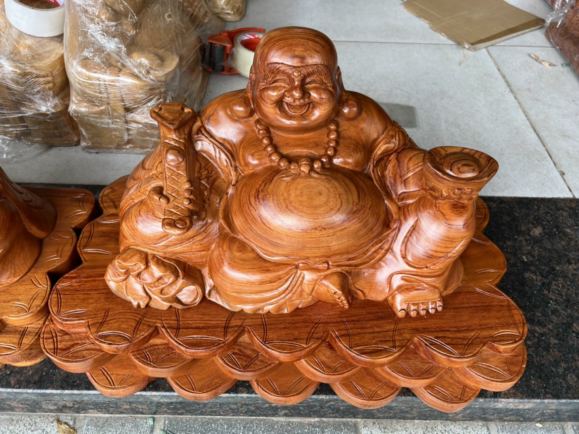 Tượng phật Di lặc ngồi đế tiên gỗ hương ngang 50 cm