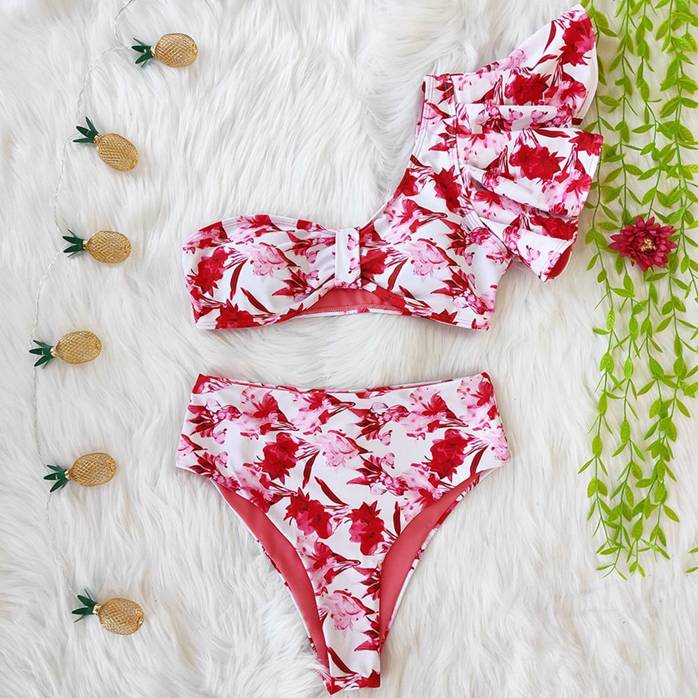 Cao Cấp Bikini 2021 Xù Đồ Bơi Nữ In Đồ Bơi Gợi Cảm Đẩy Lên Bikini Plus Kích Thước Đồ Tắm Hoa Mặc Đi Biển