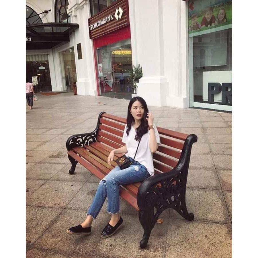 Áo phông cổ tim GÂN SAU siêu đẹp