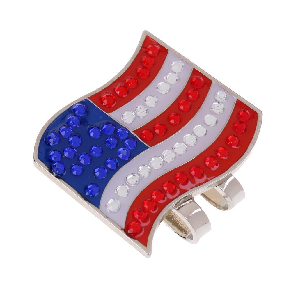 2 Pieces USA Flag Alloy Golf Ball Marker Magnetic Hat Clip Golf Accessories