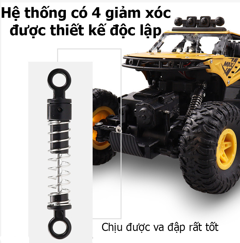 Xe địa hình điều khiển từ xa KAVY BS009A có đèn LED, phun được khói tỷ lệ 1: 14 chất liệu hợp kim tốc độ cao tần số 2.4 GHZ