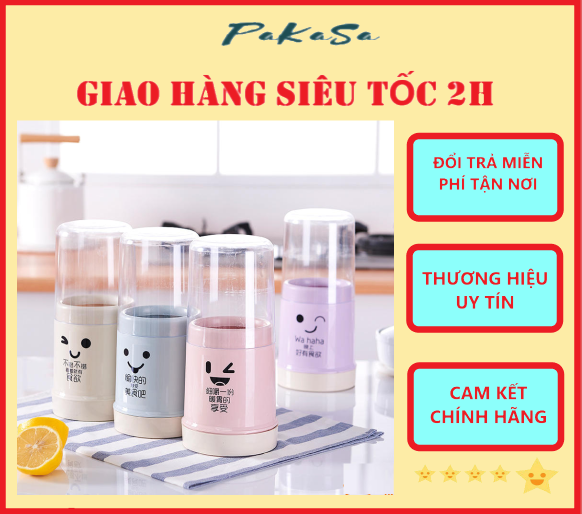 Ống Cắm Muỗng Đũa Mặt Cười Có Nắp Nhựa Trong Suốt Để Bàn Xinh Xắn - Hàng Chính Hãng ( Giao màu ngẫu nhiên)