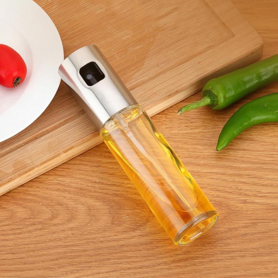 Bình Xịt Dầu Ăn Dạng Chai Thủy Tinh 100ml Nắp Inox Siêu Tiện Dụng
