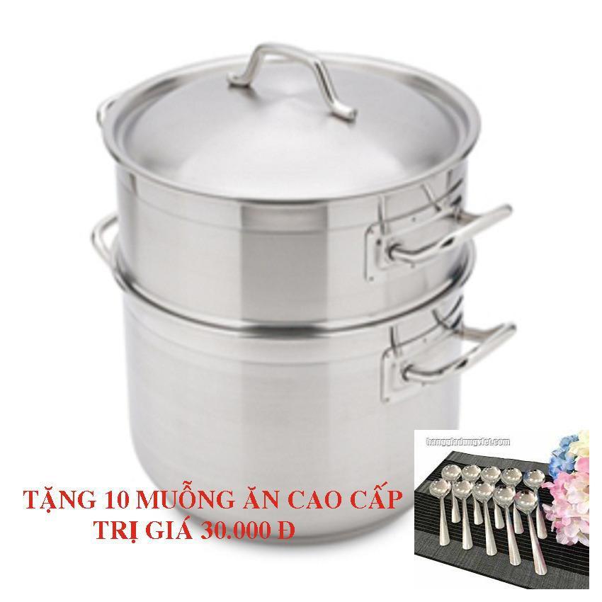 Bộ nồi xửng hấp inox 430 Fivestar standard nắp inox ( 28cm ),tặng 5 muỗng ăn ,3 đáy bếp từ , gas, hồng ngoại