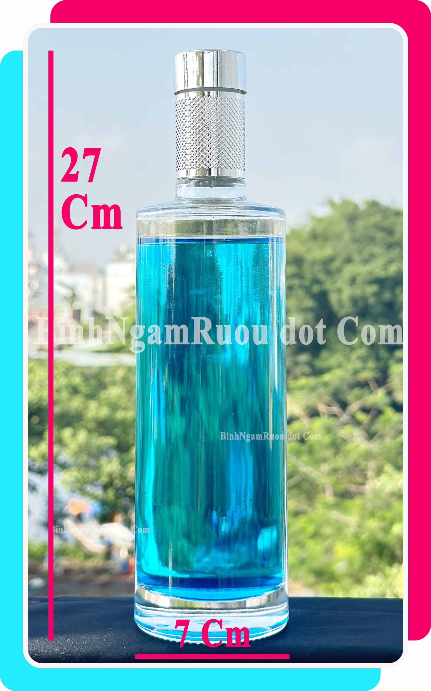 C35 Chai Đựng Rượu Thủy Tinh Trụ Tròn Nắp Bạc Cao Cấp 500ml - Đẹp Cao Cấp - Nắp Kín Thủy Tinh Trong - Tặng Biếu Sang Trọng