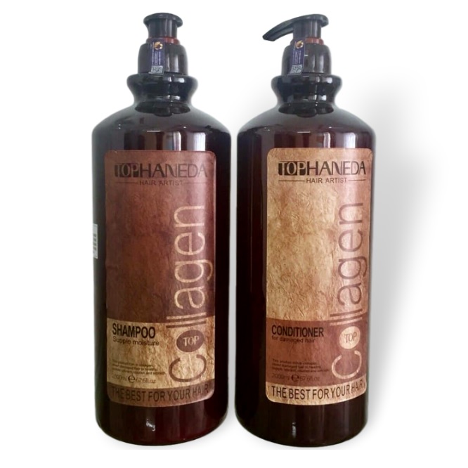 Cặp dầu gội xả phục hồi siêu mượt tóc Collagen Shampoo &amp; Conditioner (Top Haneda) 2000ml