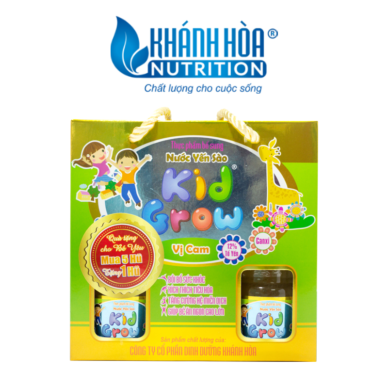 Nước Yến Sào Kid Grow 12% Vị Cam - Khánh Hòa Nutrition - Block 6 Lọ x 70 ML