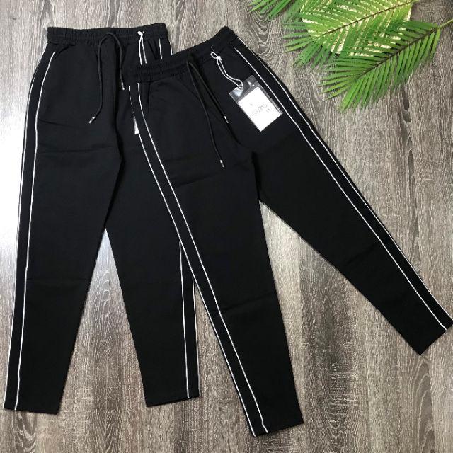 Quần Jogger nữ, Quần thể thao nữ phối 2 sọc, chất vải umi hàn thoáng mát cao cấp