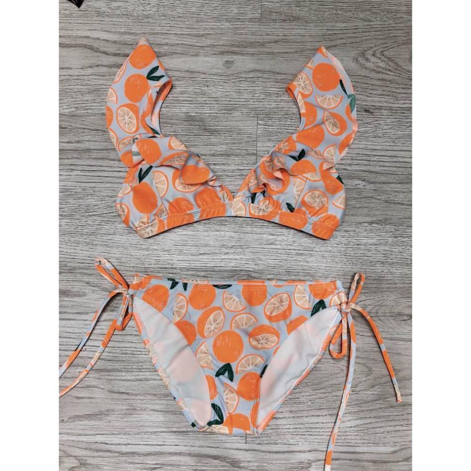 freeship Bikini hai mảnh họa tiết quả cam cạp thấp sexy ( Ảnh chụp thật 100%)