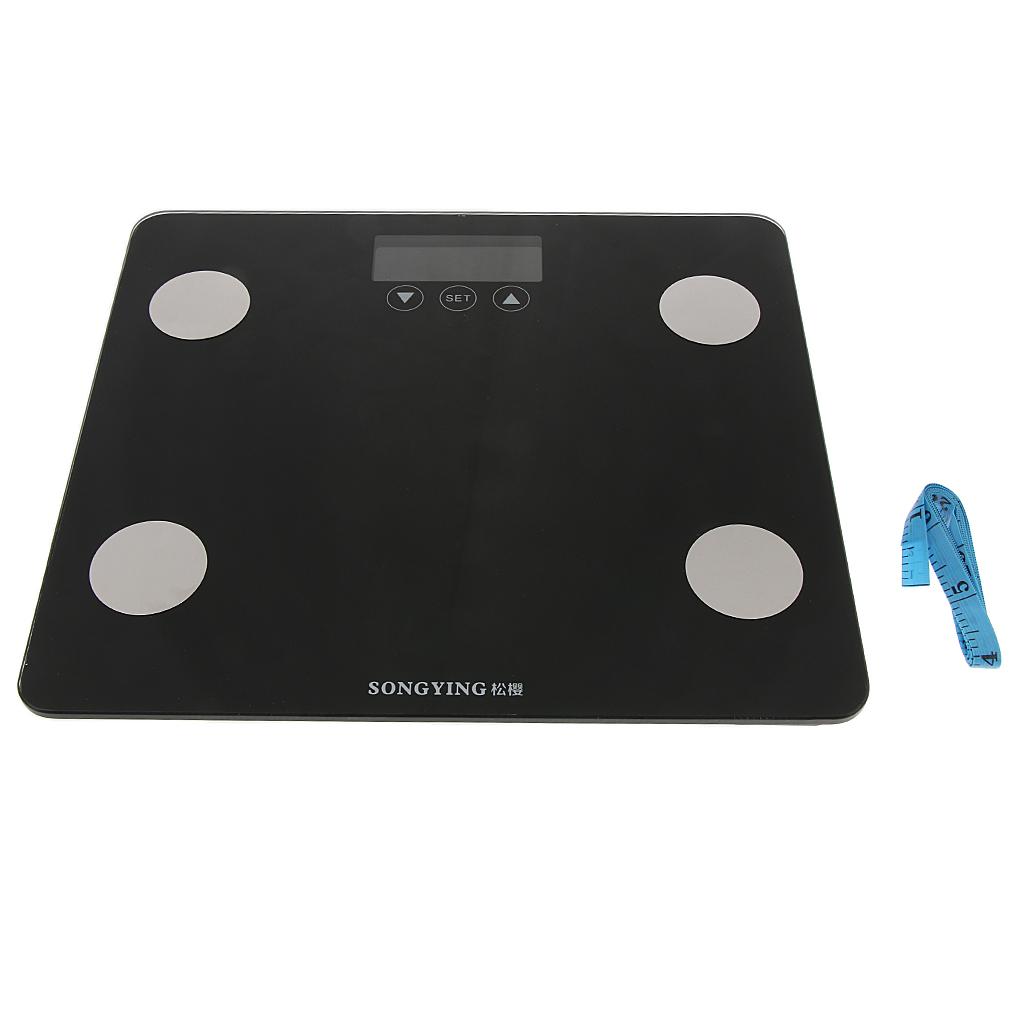 LCD Digital Electronic Bathroom Body Weight Scale Black 400 Lbs 180 Kg