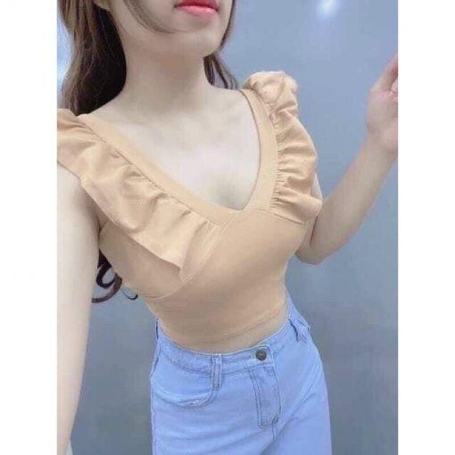 Áo Croptop Cổ Trụ Cuốn Biên CT18