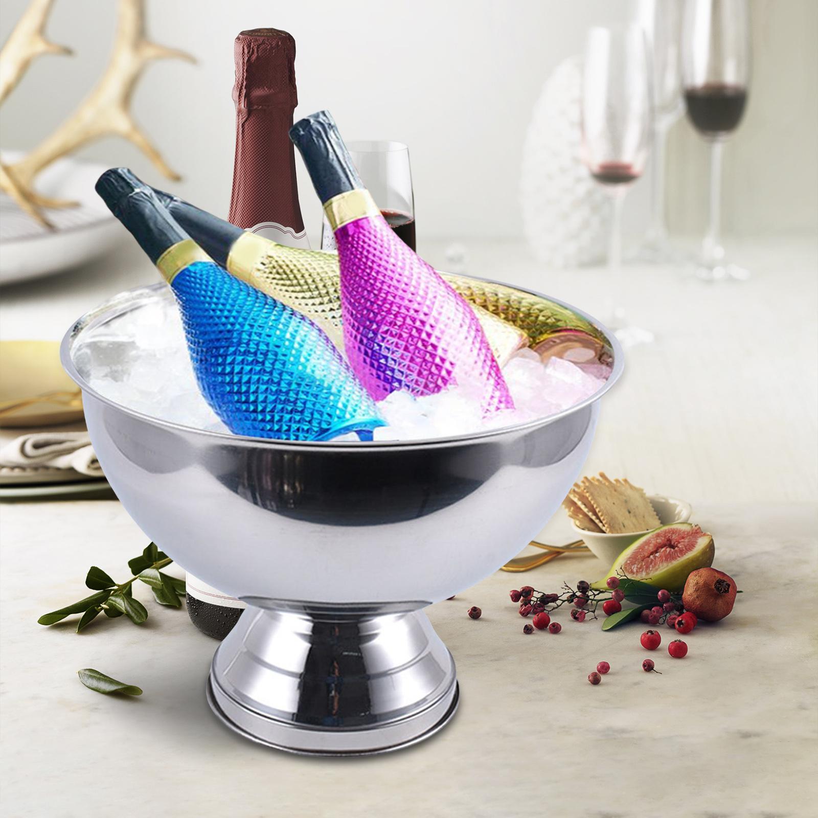 Stainless Steel Wine Beer Cool Ice Bucket Punch Bowls Champagne Cooler for Weddings Outdoor Activities