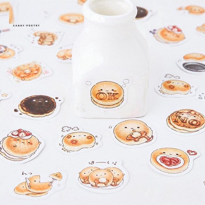 Bộ 45 hình dán sticker Bánh Mì dễ thương trang trí sổ tay DIY