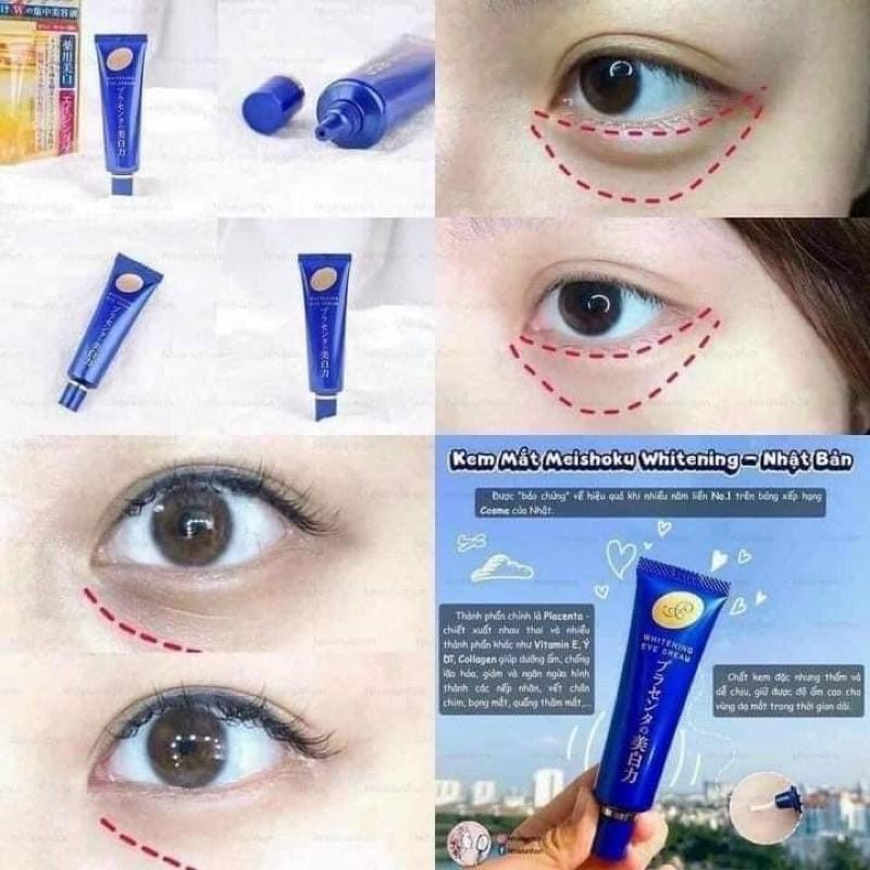 Kem mắt chống lão hoá mờ thâm làm sáng da vùng mắt Meishoku Whitening Eye Cream 30g Nhật Bản.