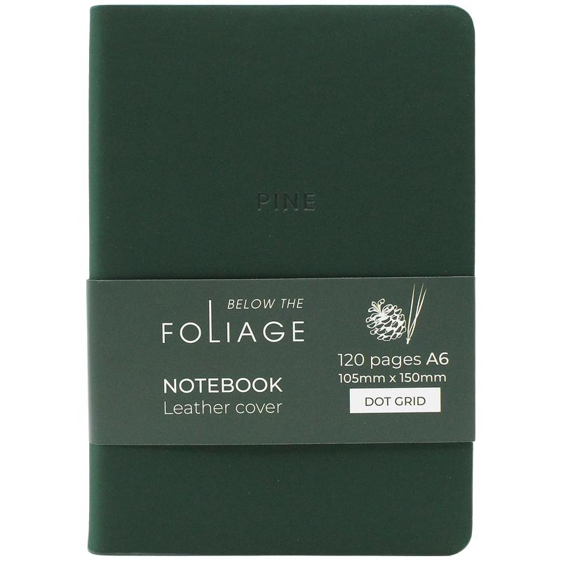 Sổ Bìa Da A6 - Không Kẻ Có Chấm - 120 Trang 100gsm - The Sun - Pine