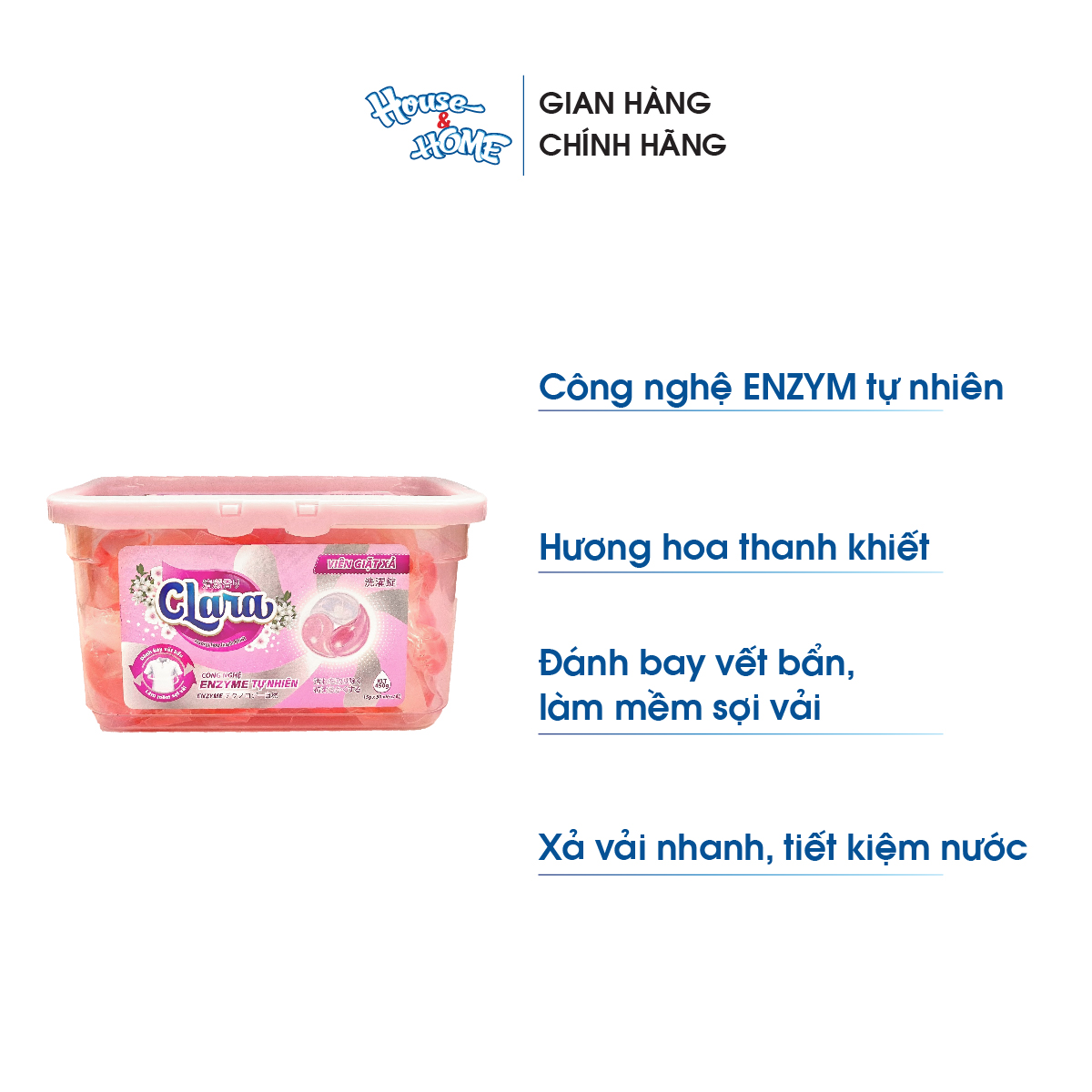 Viên giặt xả Clara hương hoa thanh khiết Hộp 30 viên