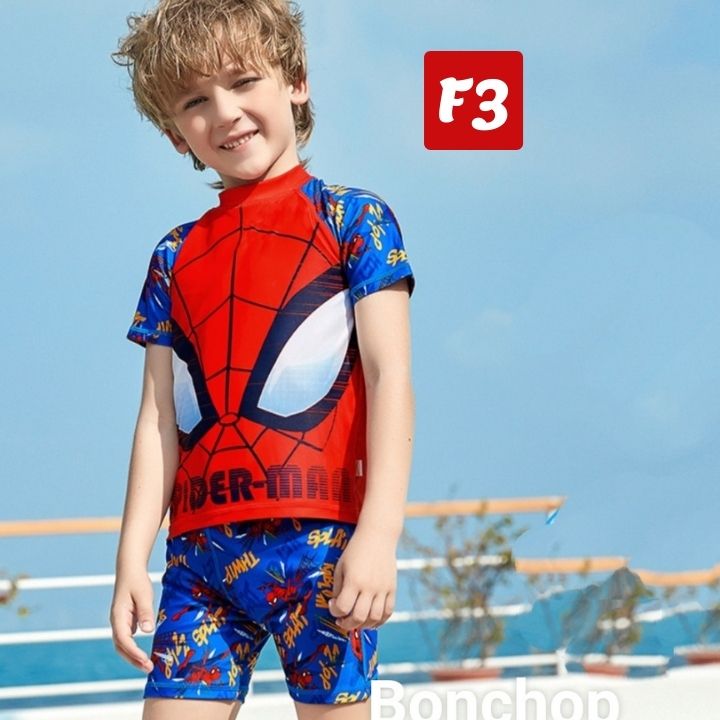 Đồ bơi bé trai hình siêu nhân nhện 10-39kg - vải thun độ co giãn - Kiến Lửa