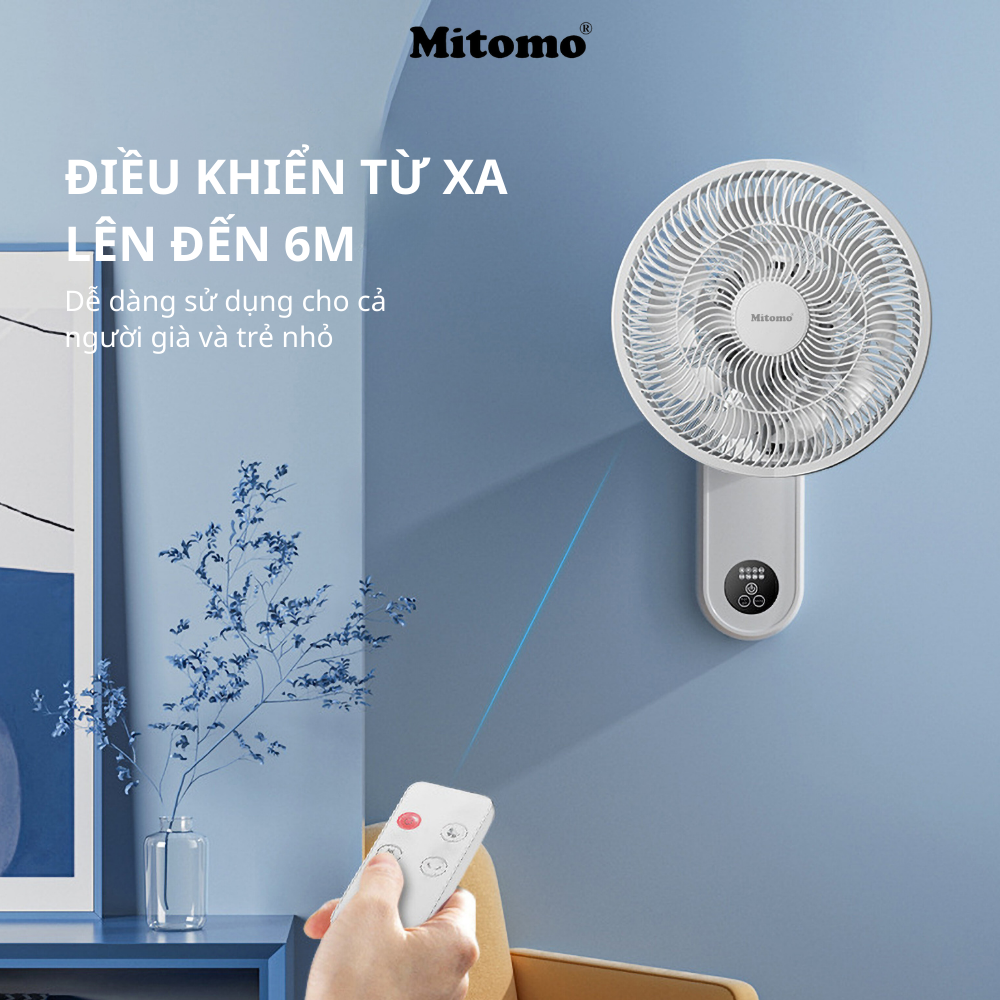 Quạt treo tường điện tử Mitomo FTT-60AEC, Động cơ AC hoạt động siêu êm hàng chính hãng- Bảo hành 2 năm