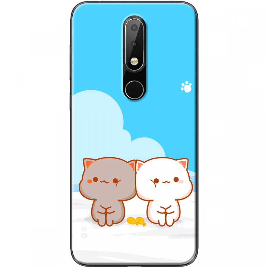 Ốp lưng dành cho điện thoại Nokia 6.1 Plus Mẫu Mèo mập nền xanh