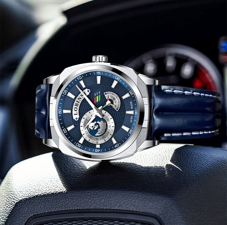 Đồng hồ nam chính hãng LOBINNI L16071-1 full box,hàng mới 100% ,kính sapphire chống nước,chống xước,dây cao su xịn ,kiểu dáng thể thao mặt xanh ,size mặt to