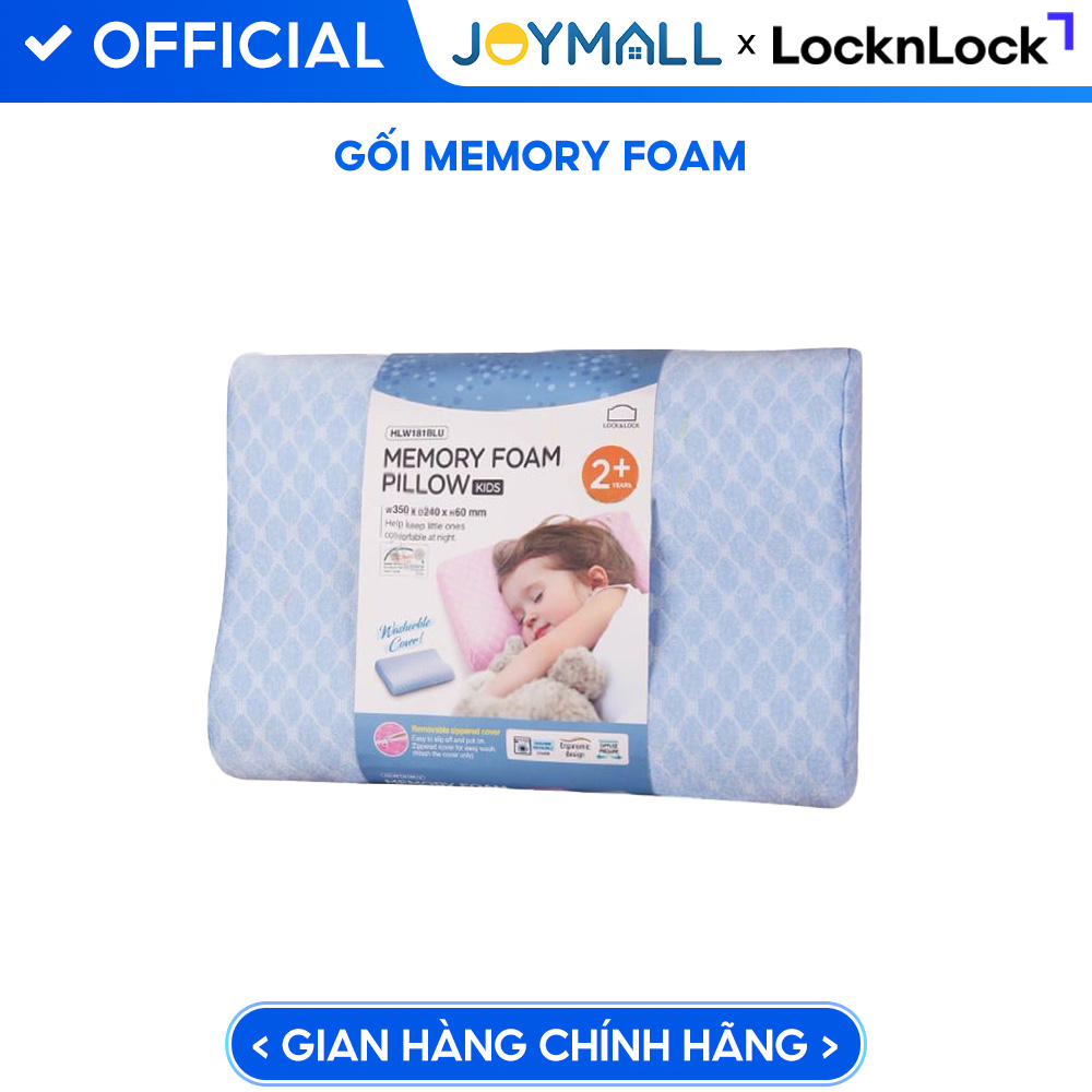 Gối Memory Foam 50D Lock&Lock HLW111 HLW112 HLW114, Hàng chính hãng, ruột cao su đàn hồi, vỏ bọc thoáng khí - JoyMall
