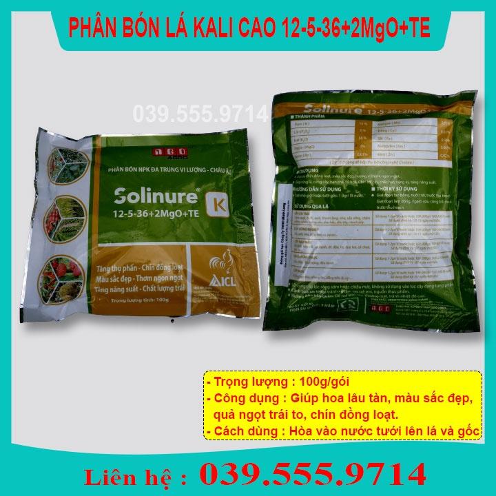 Phân Bón  Kali Cao 12-5-36+2MgO+TE ( 100gram)- Kali Trắng tăng khả năng thụ phấn chống rụng quả