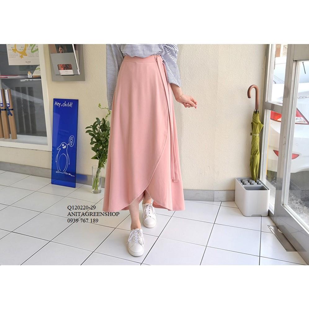 Q120220 CHÂN VÁY CHỮ A ĐẮP CHÉO