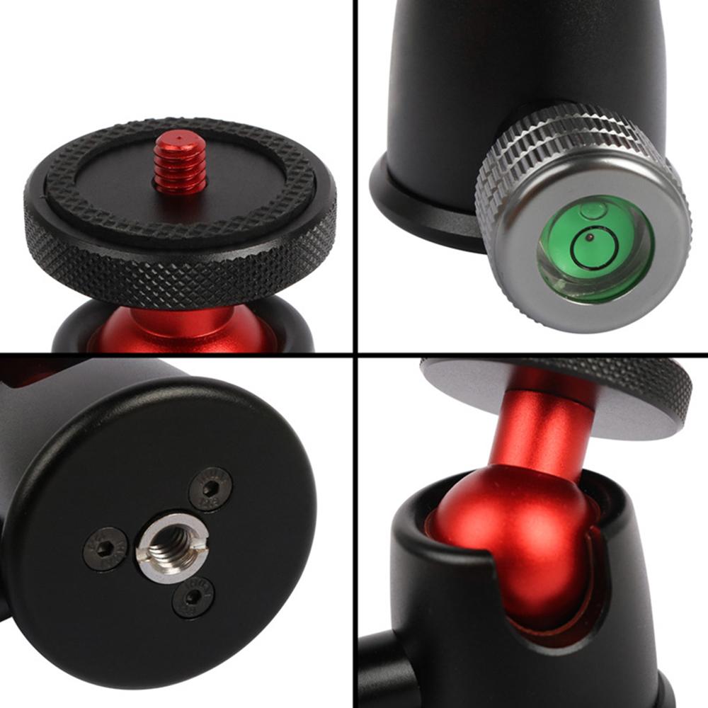 Mini Aluminum Alloy Ball Head 360 Degree Rotatable Panoramic Ball Head with Bubble Level for DSLR LIDC Camera Tripod