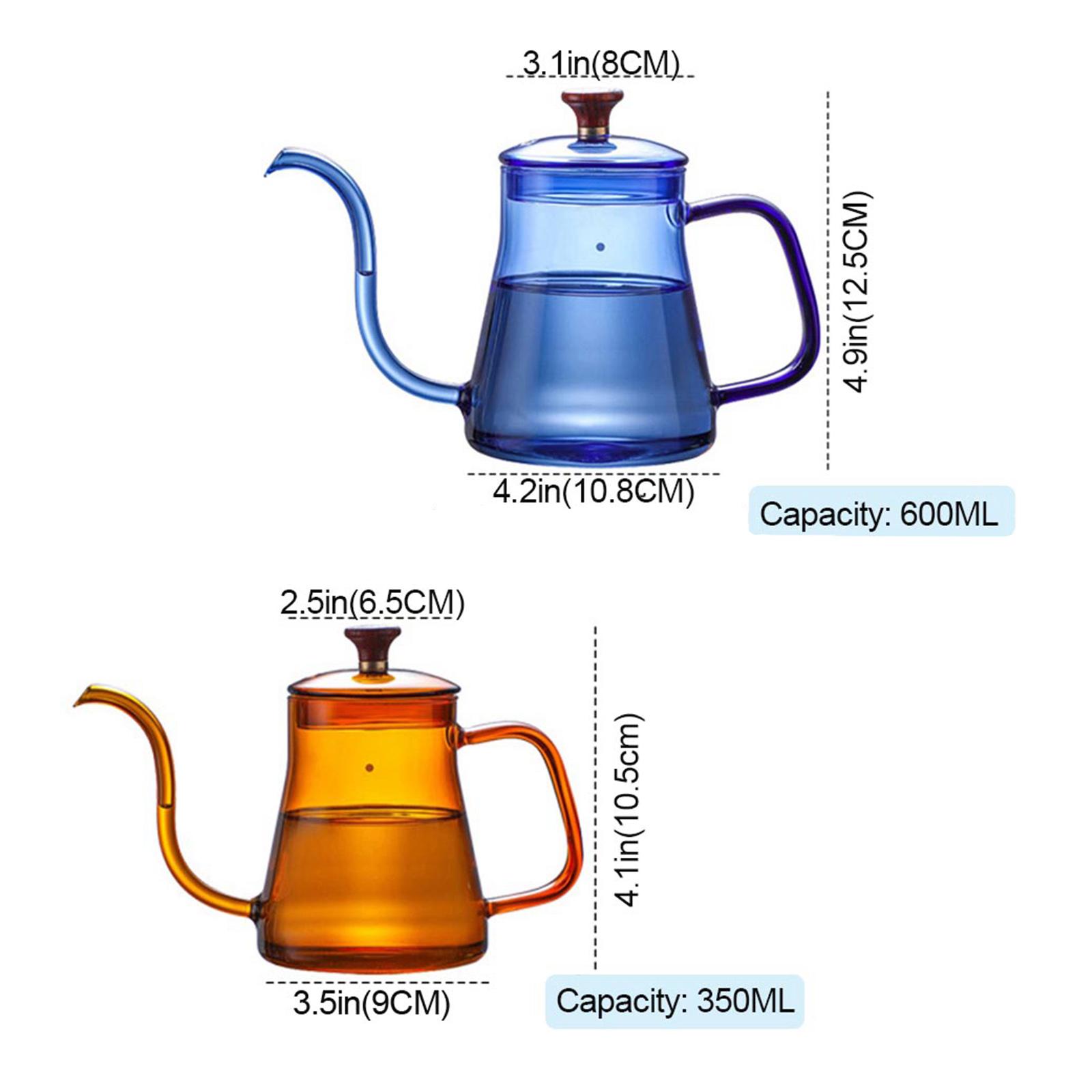 Glass Tea Pour Over Kettle Premium Grade with Lid for Drip Coffee Hand-Made Coffee and Tea Brewing