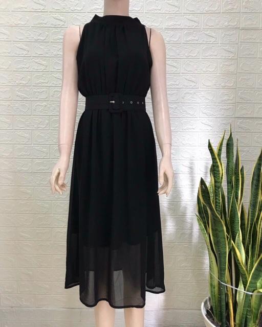 Đầm maxi cổ yếm đai eo S.MLXL