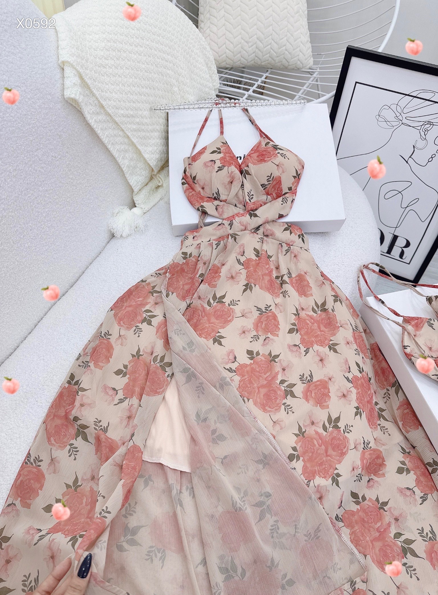 ĐẦM DÀI ĐI BIỂN DÂY YẾM MAXI SUÔNG XÒE HOA FLORAL XẺ TÀ ĐÙI DẠO PHỐ DỰ TIỆC