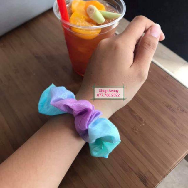 Cột tóc Scrunchie - Cột màu cầu vòng- vải loang