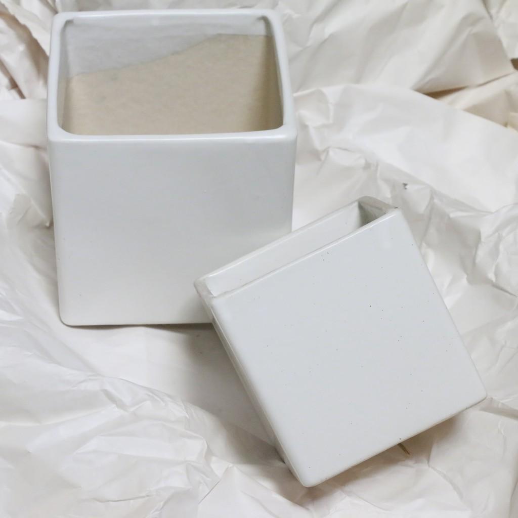 Chậu gốm trụ vuông 2 size trồng cây để bàn xinh xắn