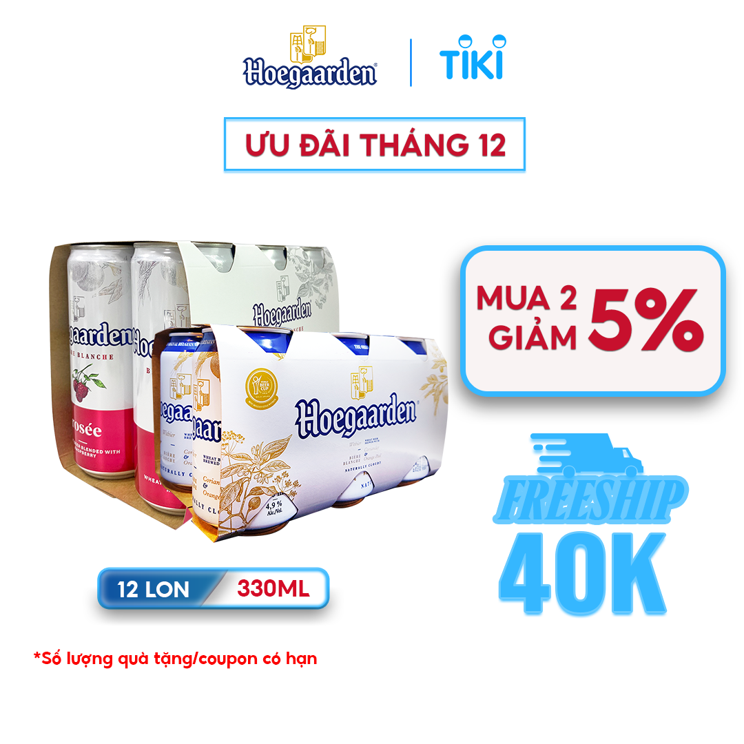 Mua 3 Giảm 10% - Combo Lốc 6 Hoegaarden Rosee & Lốc 6 Hoegaarden White
