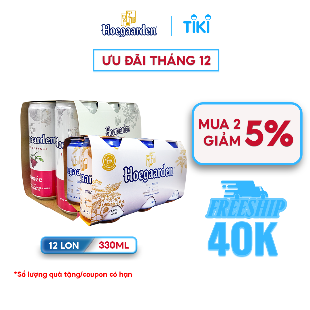 Mua 3 Giảm 10% - Combo Lốc 6 Hoegaarden Rosee & Lốc 6 Hoegaarden White (330ml/lon)