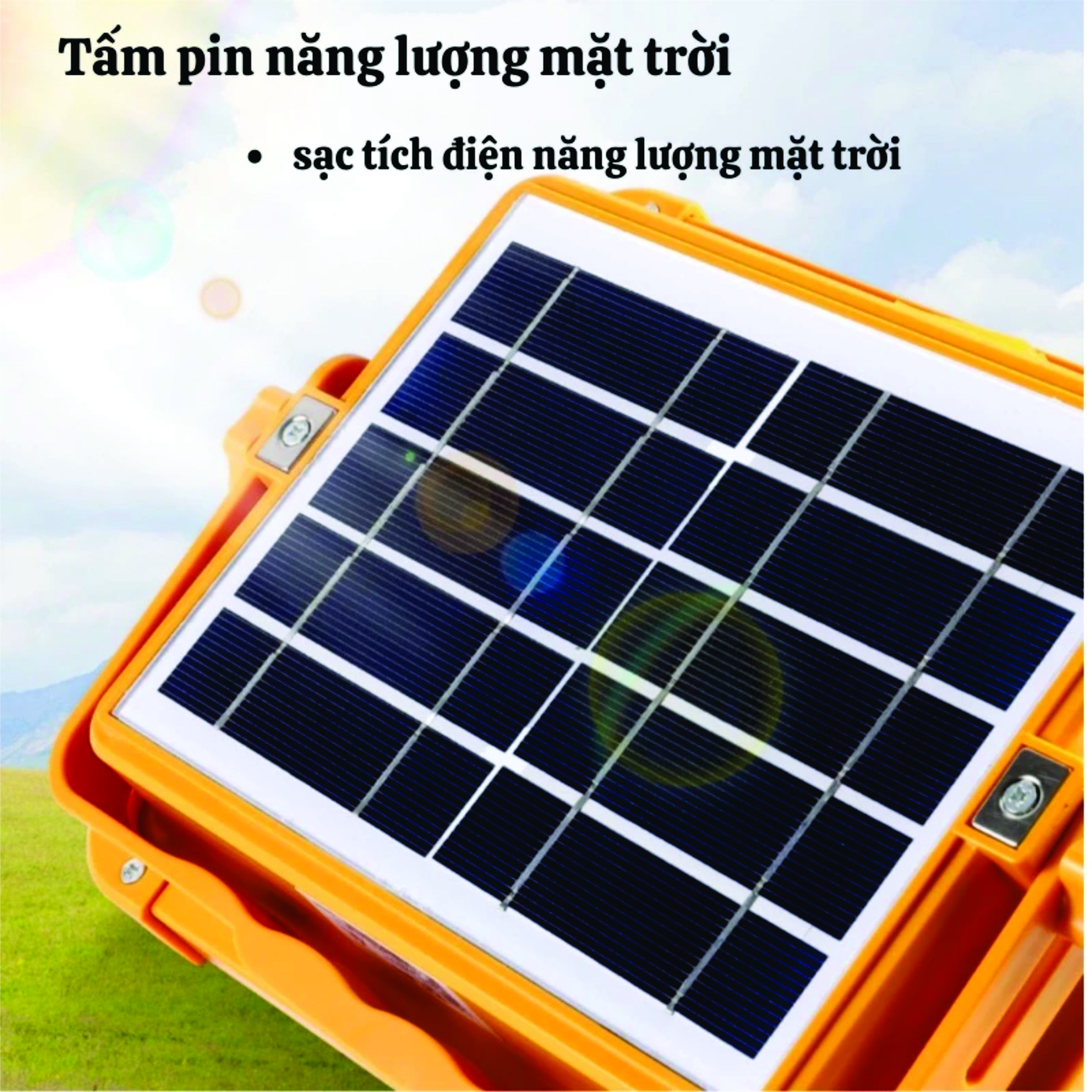 Đèn LED Năng Lượng Mặt Trời Cầm Tay  500W, Đa Năng, Chống Nước, Đổi Màu
