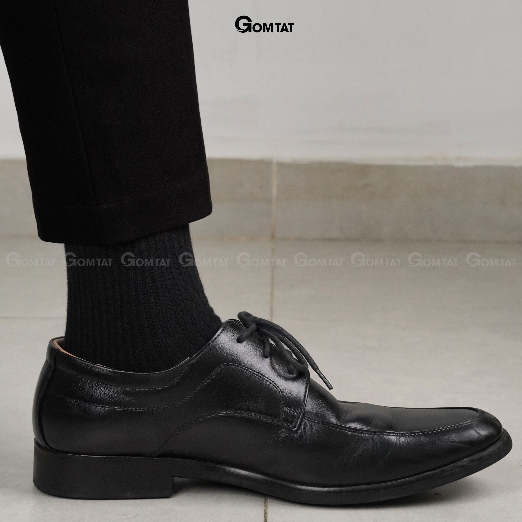 Combo 4 đôi tất nam công sở cổ cao màu đen, vớ cổ cao đi giày tây chất liệu cotton mềm mại thoáng mát-FIVE-TAY10-DEN-CB4