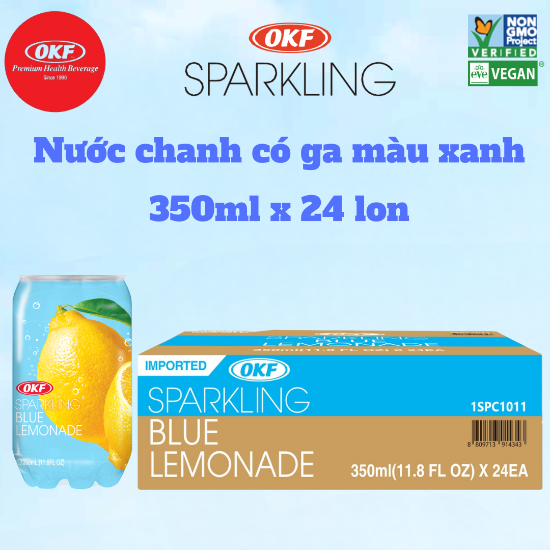 Nước chanh giải khát có ga màu xanh OKF HÀN QUỐC x 24 lon 350ml
