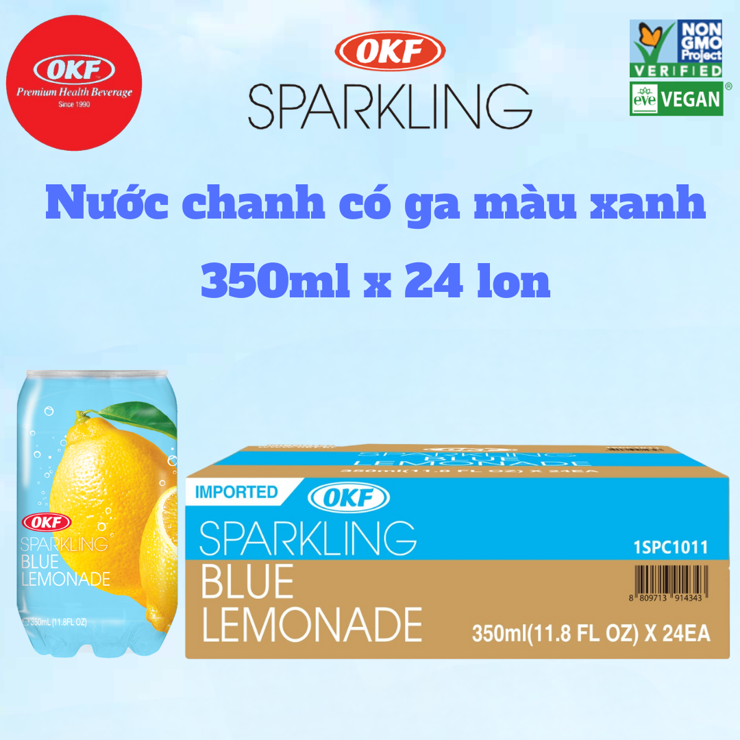 Nước chanh giải khát có ga màu xanh (NƯỚC CHANH CÓ GA) OKF HÀN QUỐC x 24 lon 350ml