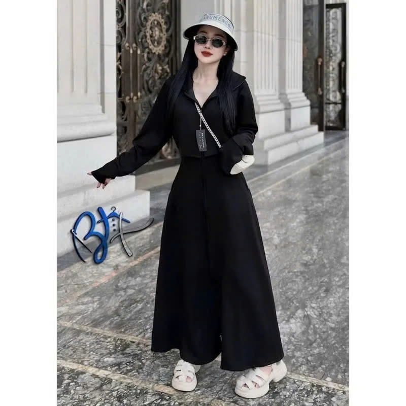 Áo khoác chống nắng nữ toàn thân 2 lớp cao cấp mũ trùm đầu tay xỏ ngón UPF50+ Size XL 53-66kg Vải Umi Cotton Co Dãn 4 Chiều Dày Dặn Làm Mát | Thời Trang | Đa Dụng