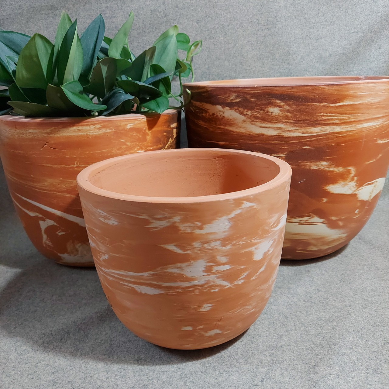 Chậu trồng cây, Chậu đất nung bầu kem sữa size lớn Bông Garden trồng cây cảnh các loại
