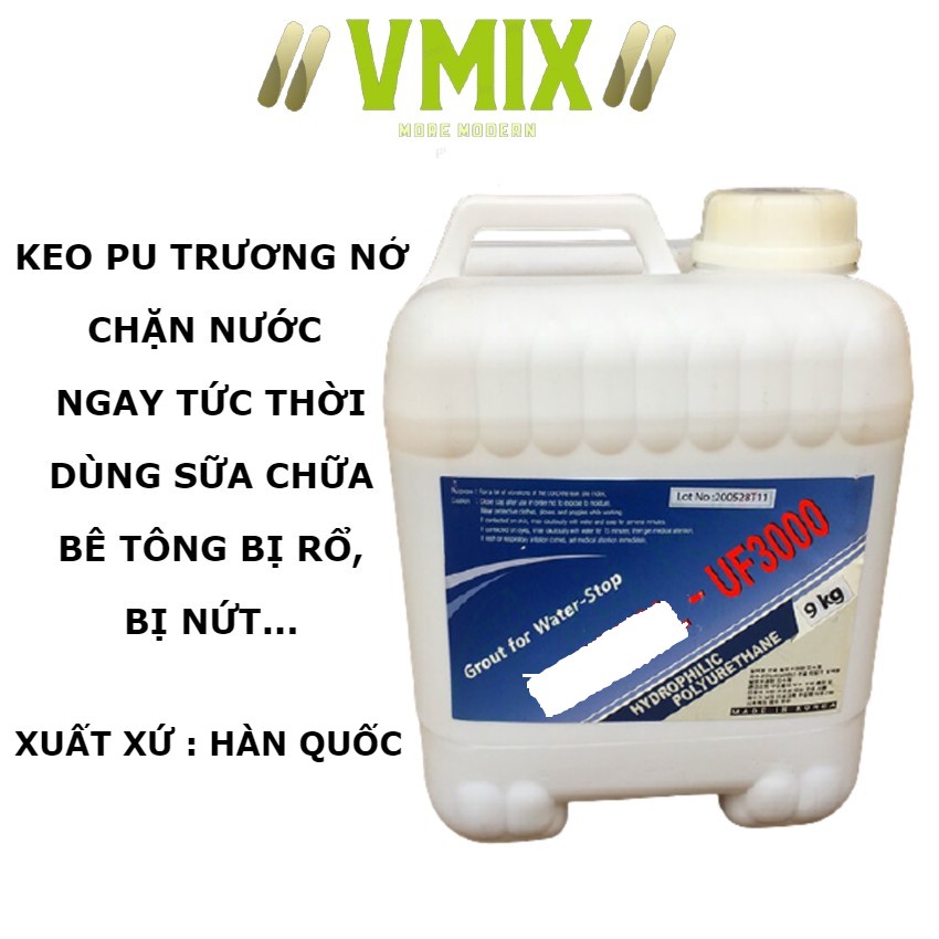 [9kg] Keo Pu chống thấm trương nở Hàn quốc 1 thành phần gốc polyurethane chặn nước ngay tức thời khi gặp nước .